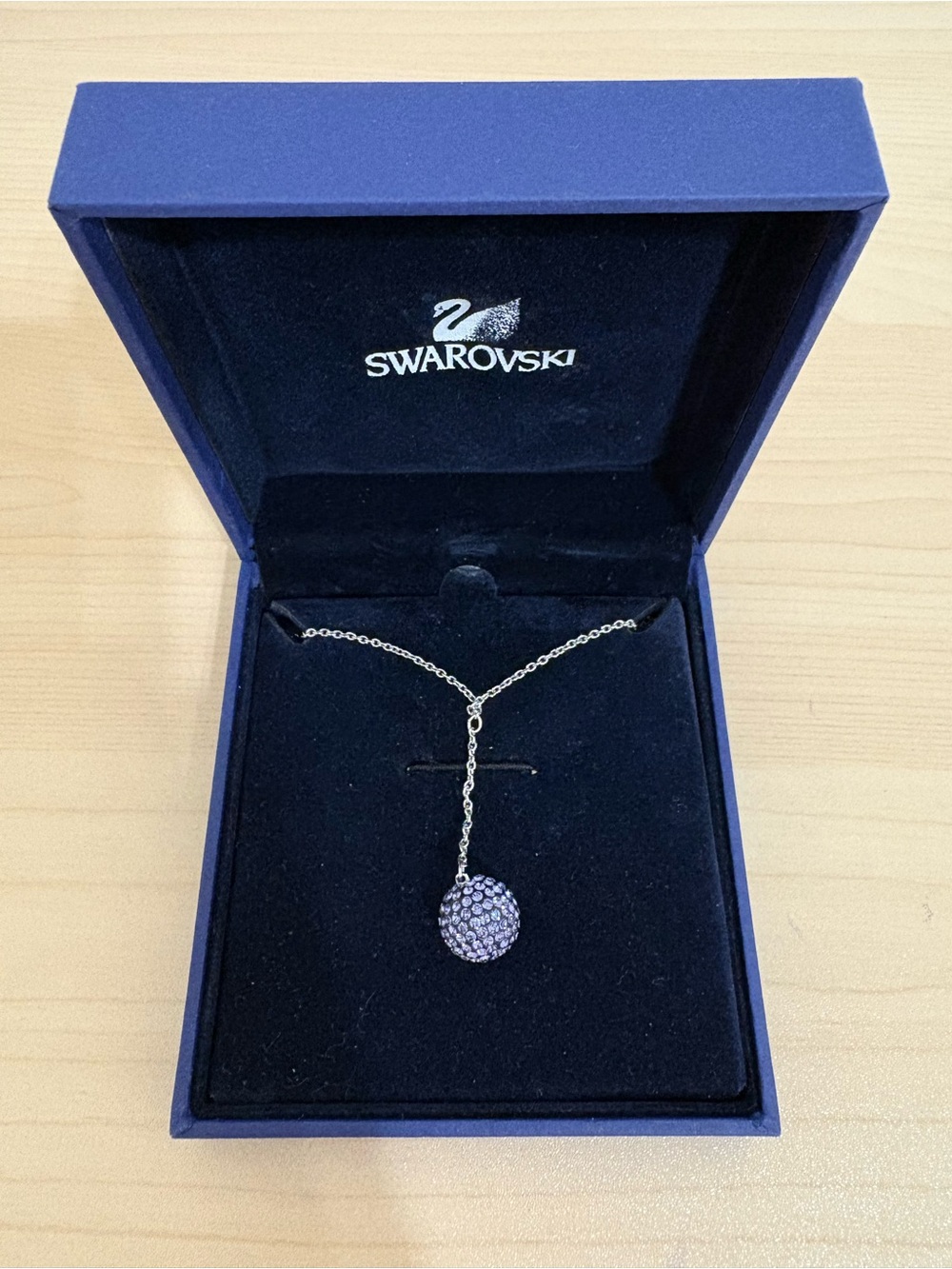 Swarovski Silver Necklace with Purple Crystal Pavé Pendant (box not included)